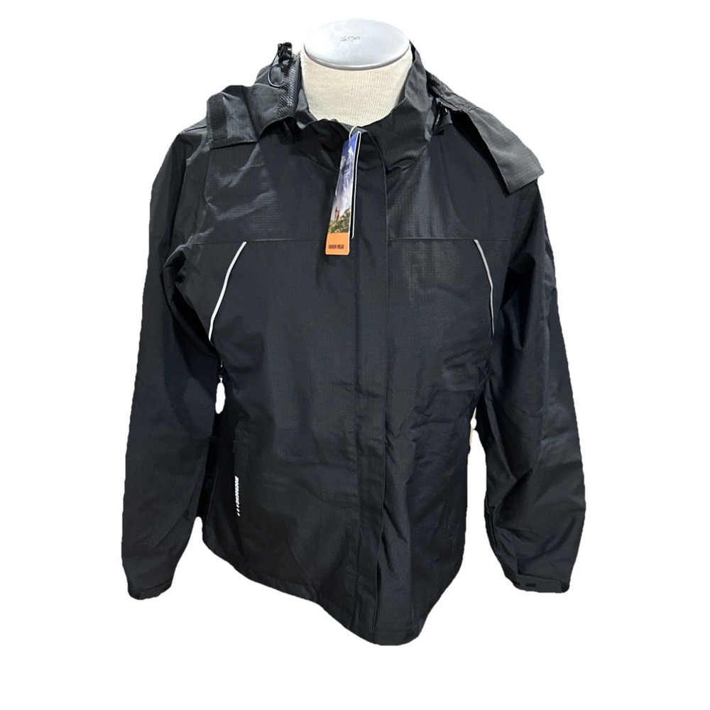 Moerdeng Men's Lightweight Hiking Jacket Windbreaker Hooded Medium Black